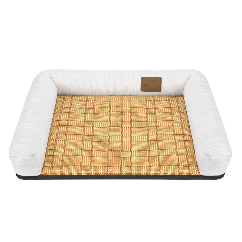 Pet Ice Pad Mat, Washable Natural Rattan Pet Cooling Mat Bed For