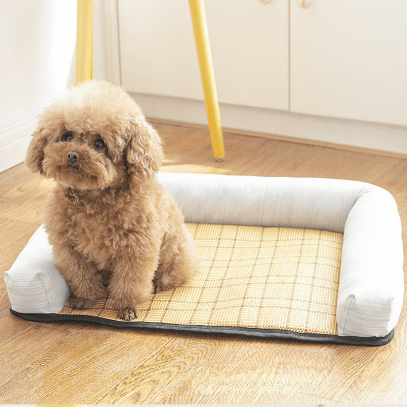 Pet Ice Pad Mat, Washable Natural Rattan Pet Cooling Mat Bed For