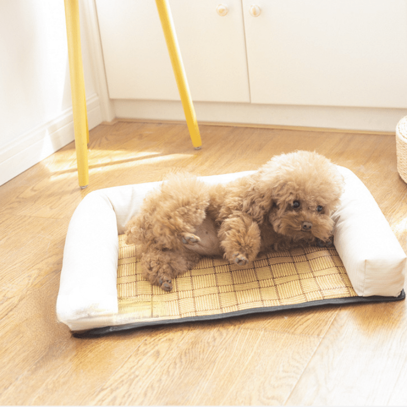 Pet Ice Pad Mat, Washable Natural Rattan Pet Cooling Mat Bed For