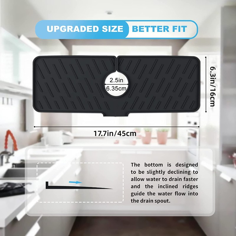 Long Silicone Sink Mat For Kitchen Bathroom Laundry Room - Temu