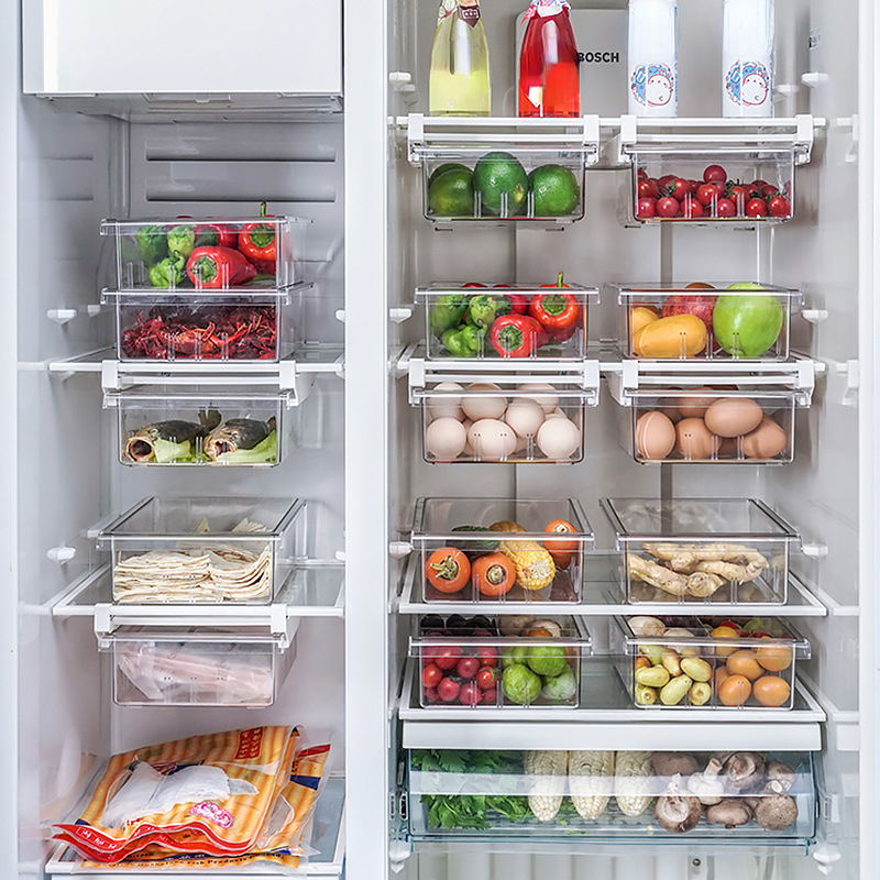 Expandable Fridge Storage Box Refrigerator Organizer Food Eggs Fruits  Plastic Containers Storage Rack Kitchen Accessories