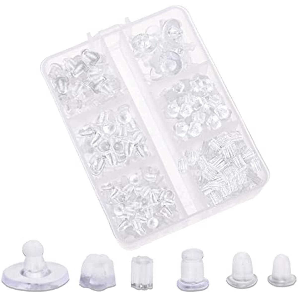 Nkwuire 4 Styles 620 Pcs Silicone Earring Backs for Studs, Clear Earring  Backings Hypoallergenic Plastic Rubber Earring Backs Bullet Clutch Stoppers