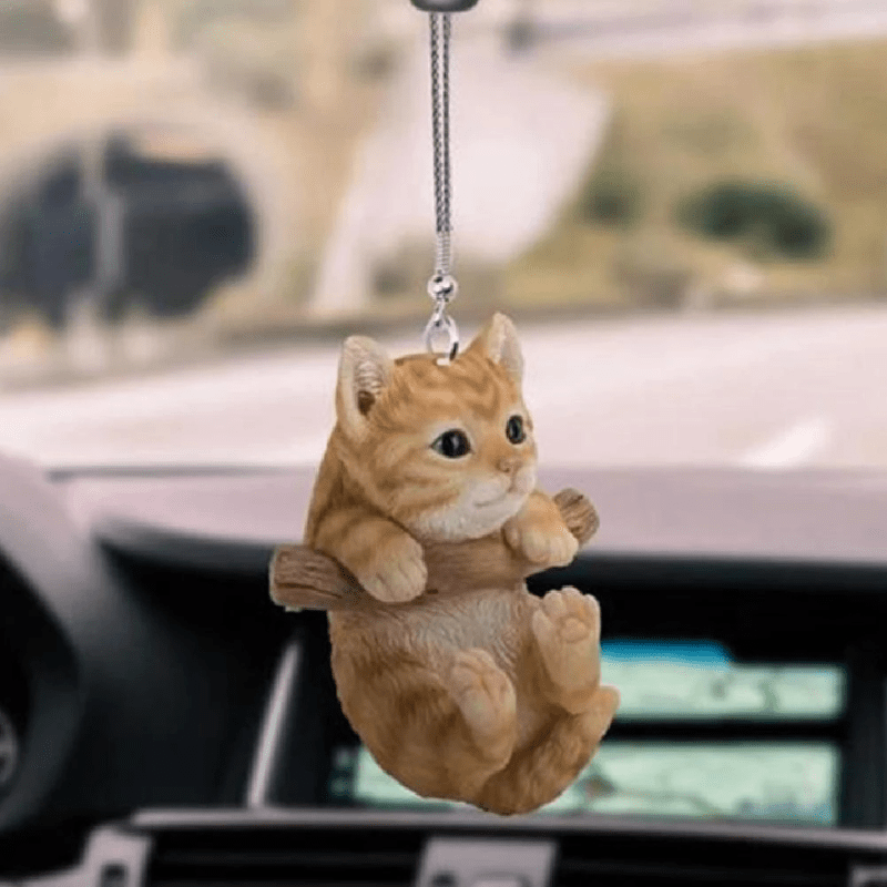 2D Nette Katze Welpe Auto Hängender Cament Kätzchen Hund Simulation Modell  Kreatives Auto Innenraum Dekor Tier Acryl Anhänger Kind Spielzeug Geschenk  (5-e-0)