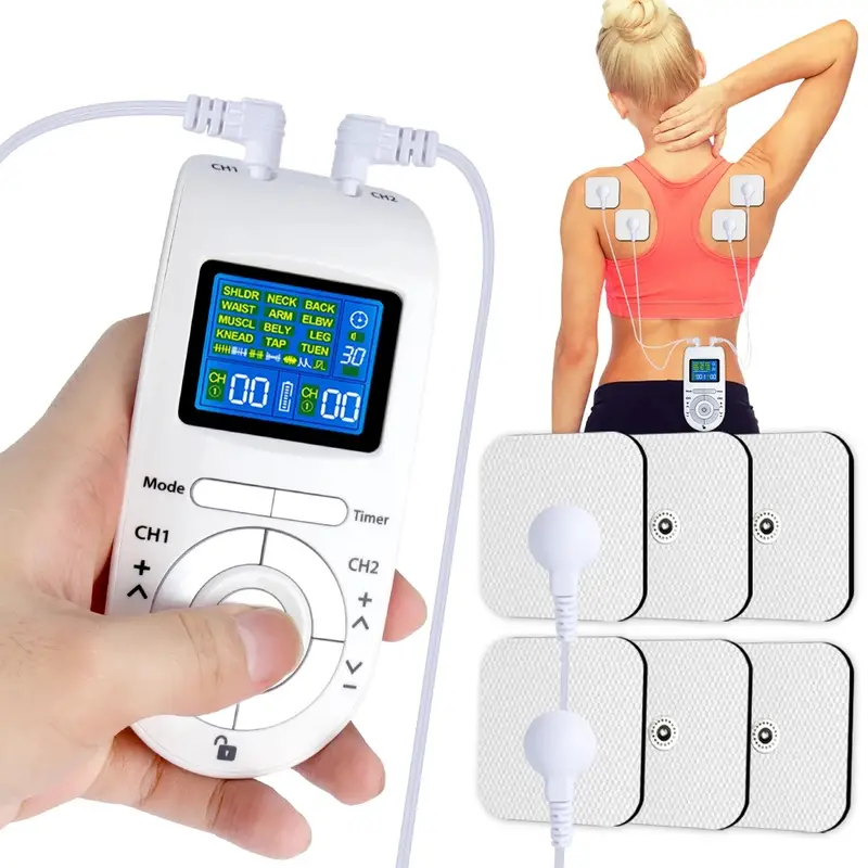 AUVON Dual Channel TENS Unit Muscle Stimulator with 20 Modes, Rechargeable  TENS Machine for Back/Neck/Lower Back/Leg/Muscle Pain Relief, with 4pcs 2