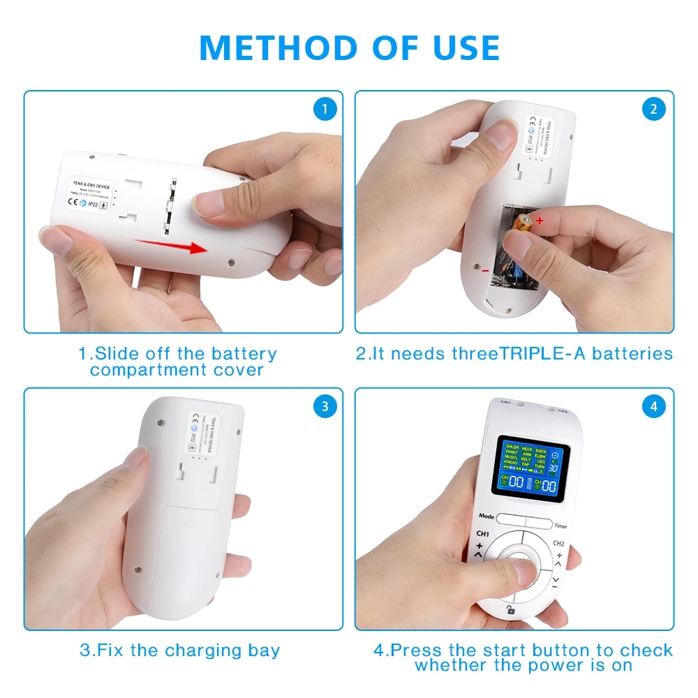 AUVON 3-in-1 TENS Unit Muscle Stimulator, Dual Channel Electronic Puls