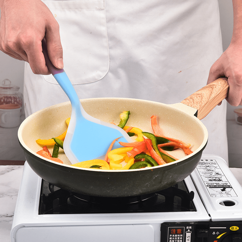 1pc Silicone Kitchen Utensils Set for Cooking Baking Yellow Non Stick  Spatula Set Heat Resistant Kitchen Gadget Kitchen Tools