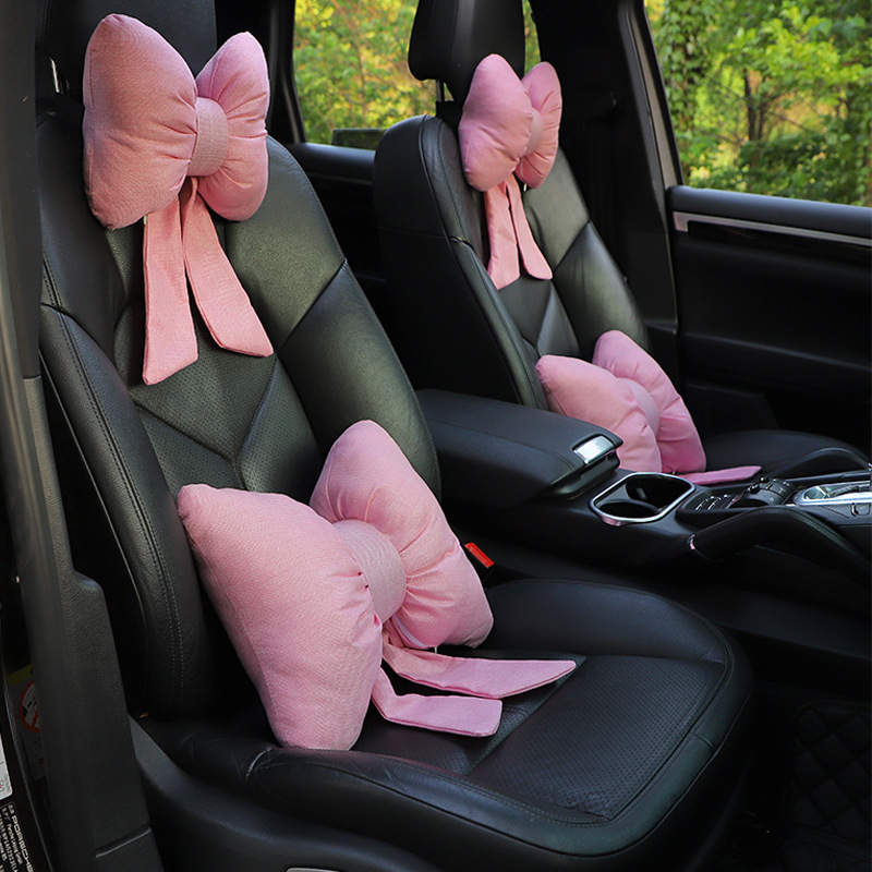 Car Lumbar Support Cushion Backrest Car Seat Deerskin Velvet Lumbar Neck  Pillow Headrest Interior Accessories