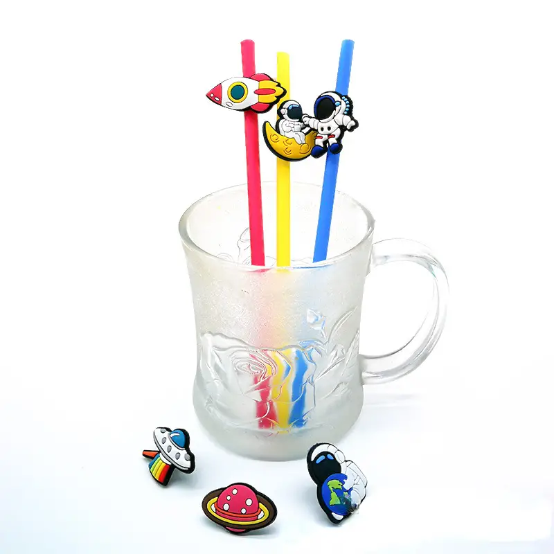 Pvc Straw Covers , Astronaut Starry Sky Straw Tips Cover, Straw Toppers For Reusable  Straws Drinking Straw Lids Cute Dust-proof Straw Plug - Temu