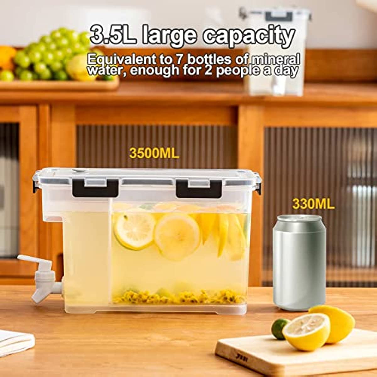 Large Capacity Cold Kettle Refrigerator with Faucet Lemonade Beverage  Dispenser