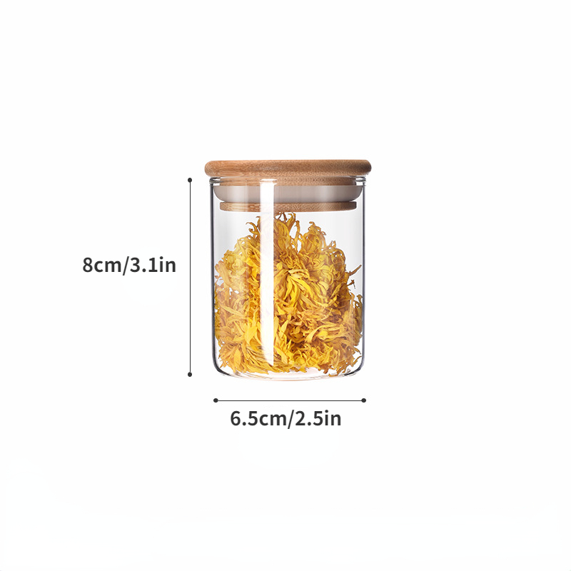 Glass Storage Jar, Candy Jars With Lids, Food Storage Container With  Airtight Wooden Lid, Portable Transparent Food Canisters For Tea, Coffee  Bean, Sugar, Candy, Cookie, Spice, Home Kitchen Supplies - Temu