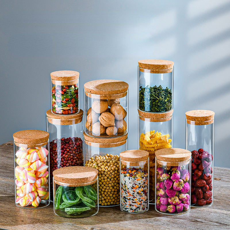 Wood Lid Glass Airtight Kitchen Canister Kitchen Storage Jar - Temu