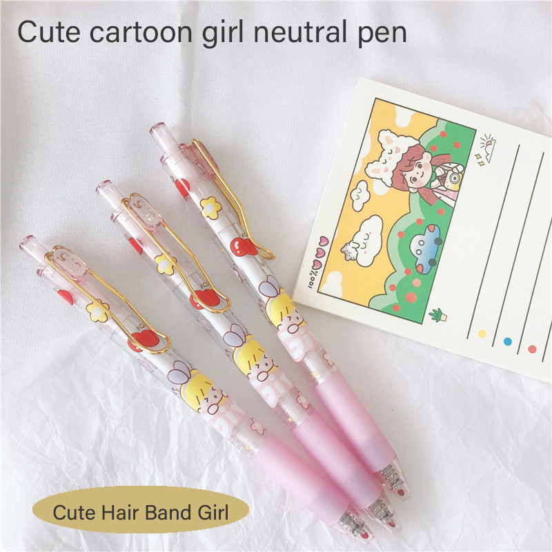 Cute Girl Gel Pen Press Cartoon Pattern Anime Cute - Temu