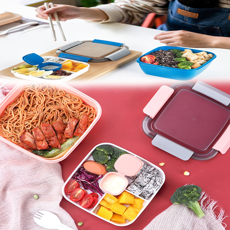 Portable Double-layer Plastic Lunch Box Small Grid Dinner Box Portable  Microwave Oven Can Be Used For Crisper Outdoor Camping Travel Lunch Box -  Temu Japan