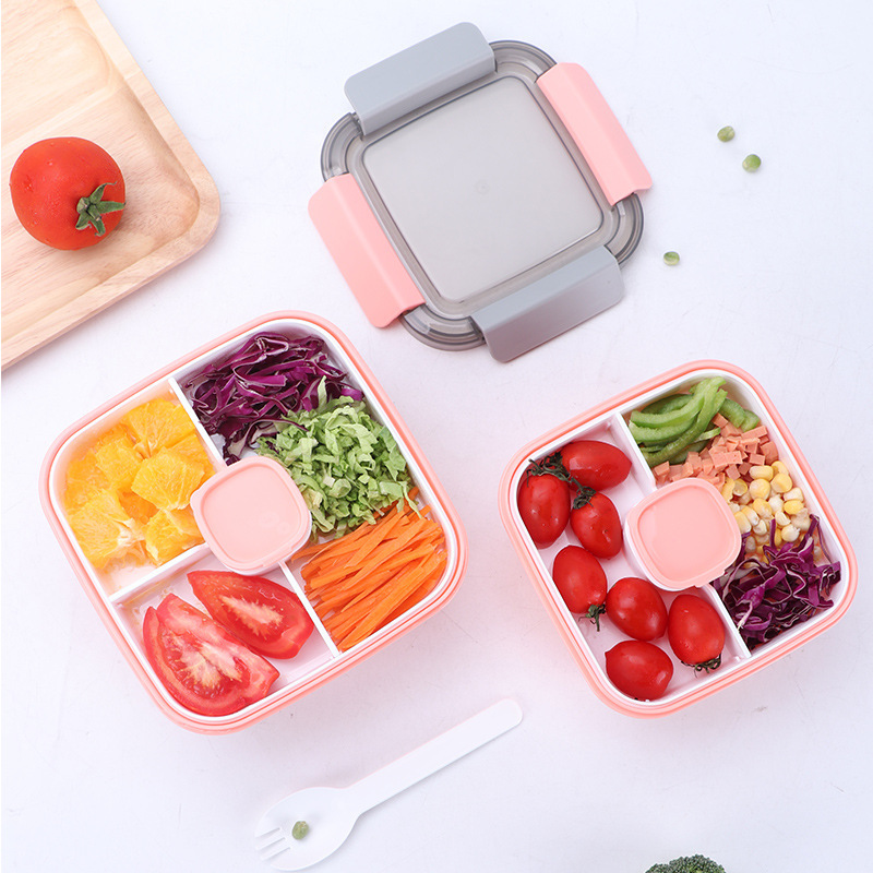 Portable Double-layer Plastic Lunch Box Small Grid Dinner Box