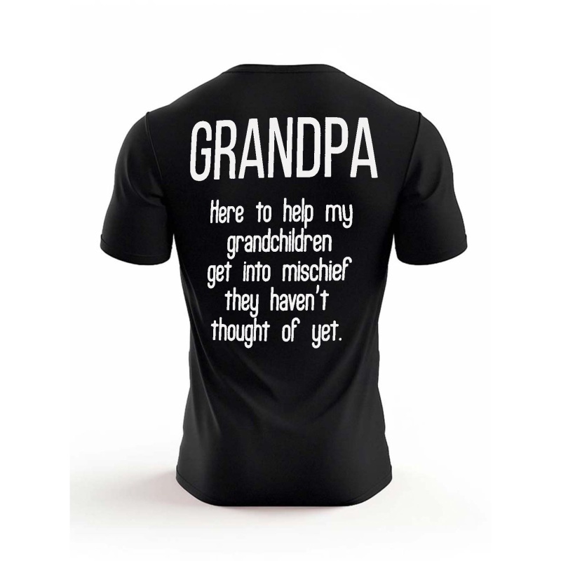 

Plus Size Men's Casual Grandpa Graphic Tees For Summer, Crew Neck Oversized T-shirts, Trendy Chic Outfit Men's Clothings