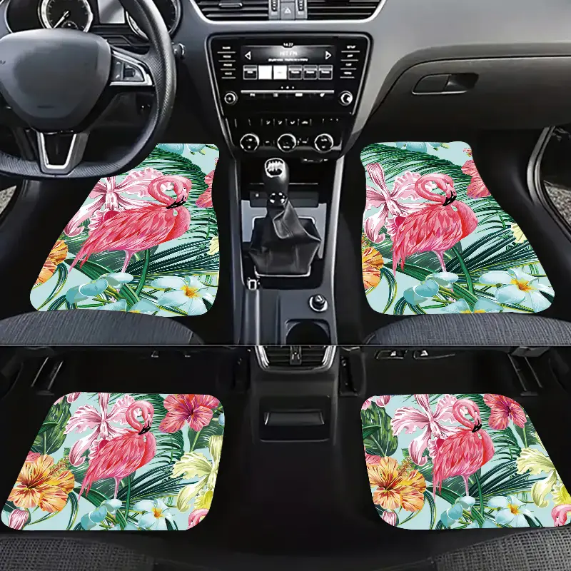 Car Floor Mats Flamingo Printing Non slip Pad Front Rear - Temu