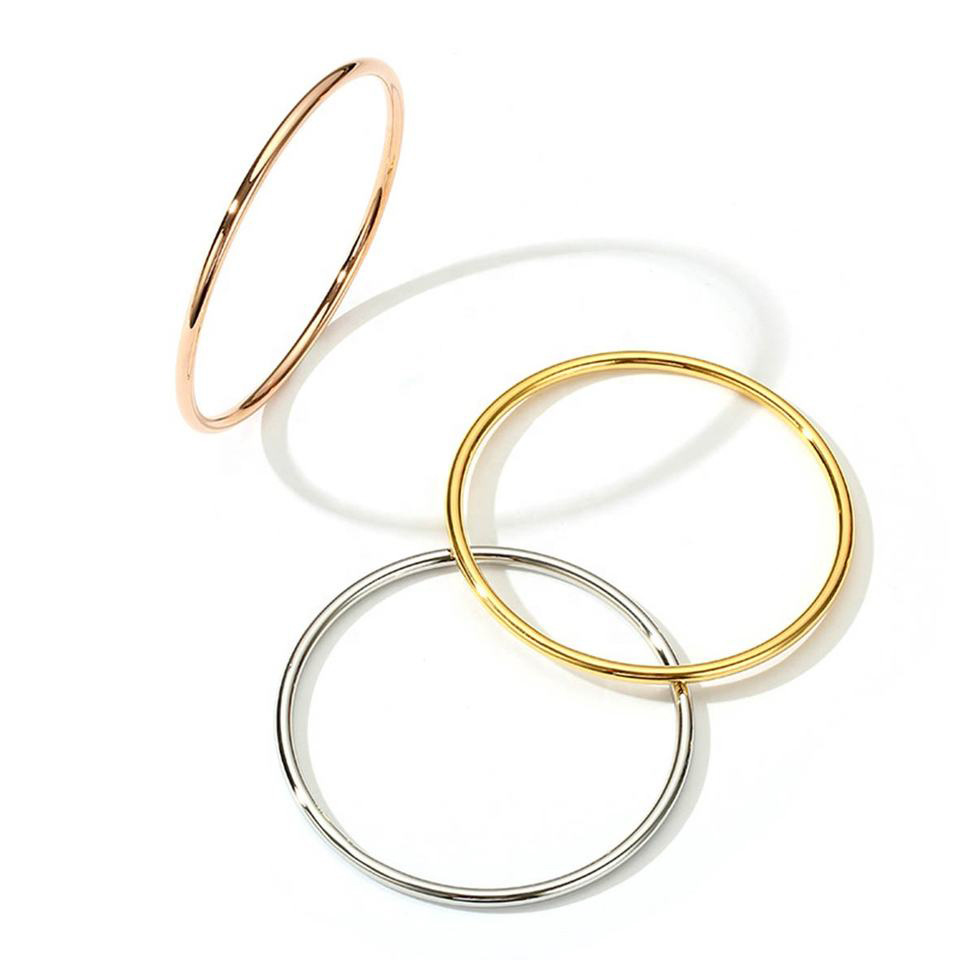 Thin Polished Rose Silvery Unisex Ring
