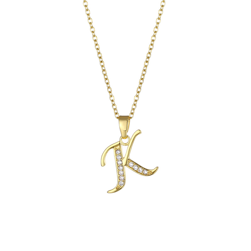 Zircon Initial Necklace For Men Rock Candy Letter Pendant Necklace