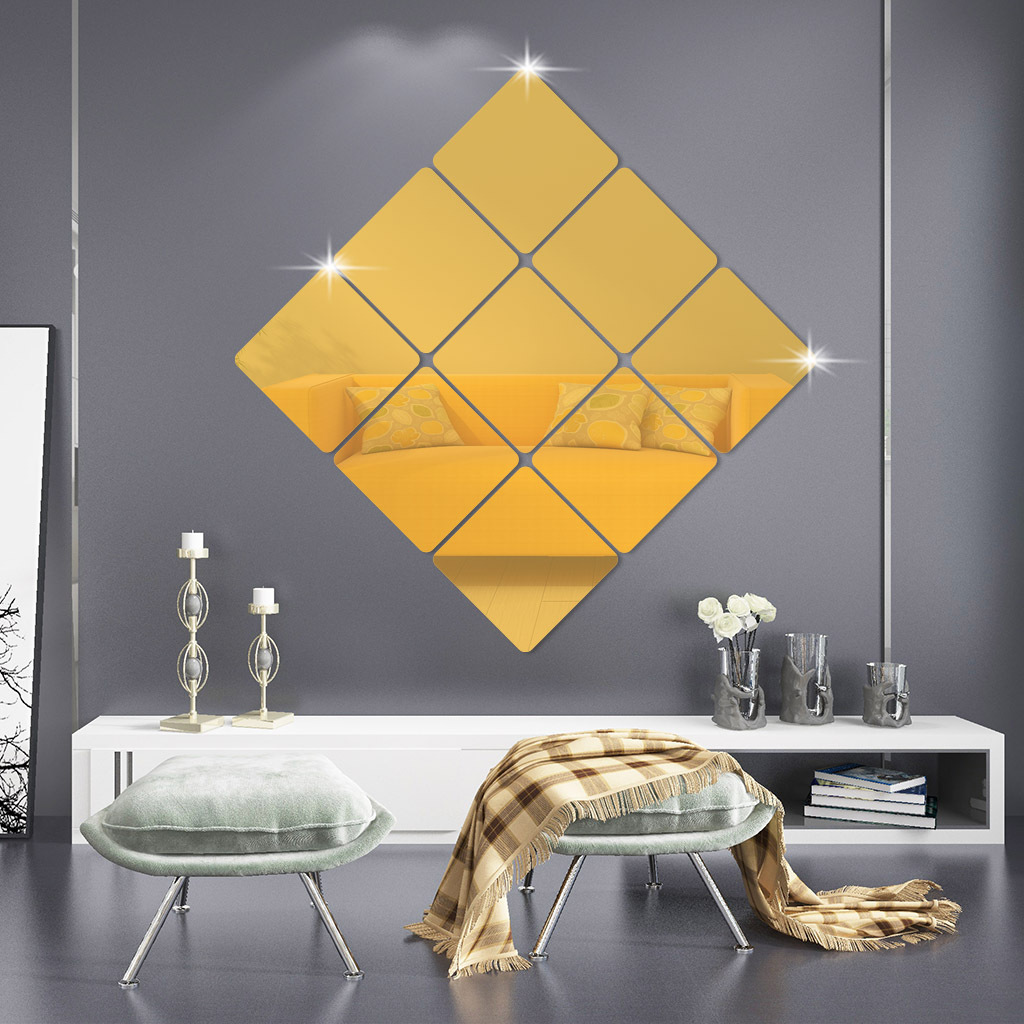 3d Acrylic Mirror Wall Sticker Rhombus Self Adhesive Wall - Temu