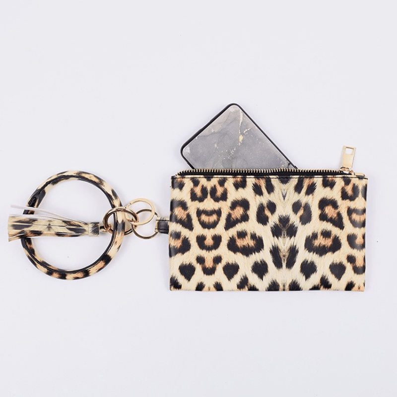 Temu Charms Leopard Pattern Bag Shaped Keychains