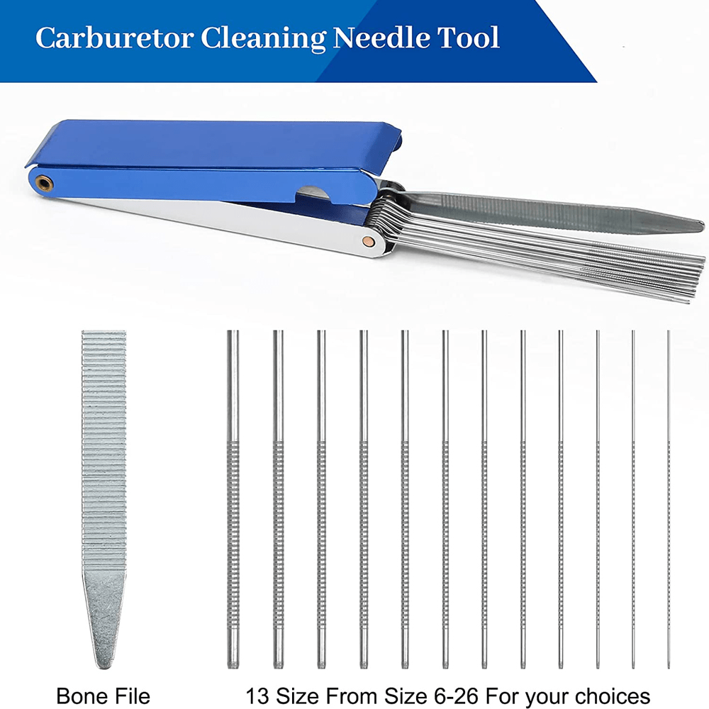 Carburetor Cleaning Kit 13 Wires 5 Brushes 10 Needles 1 Wrench 1 Pick