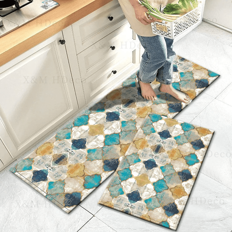 Cotton Woven Kitchen Mat Cushioned Anti-Fatigue Kitchen Rug