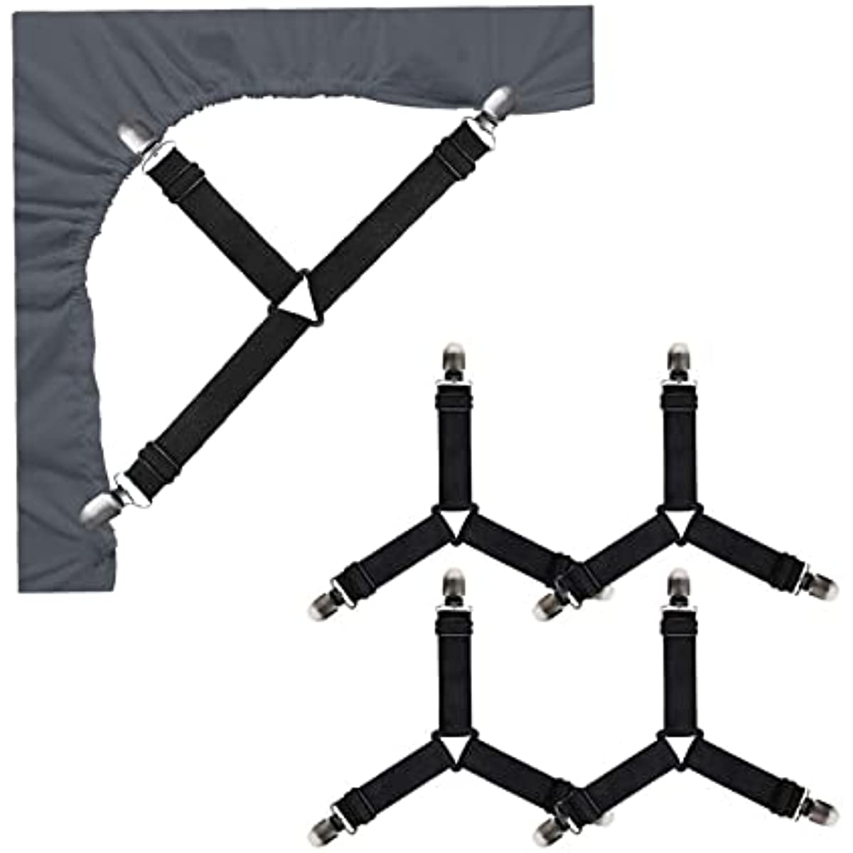 Adjustable Bed Sheet Fasteners Suspenders, Elastic Sheet Band Straps Clips,  Cover Grippers Suspenders Holder For Mattress Pad Cover, Sofa Cushion, -  Temu