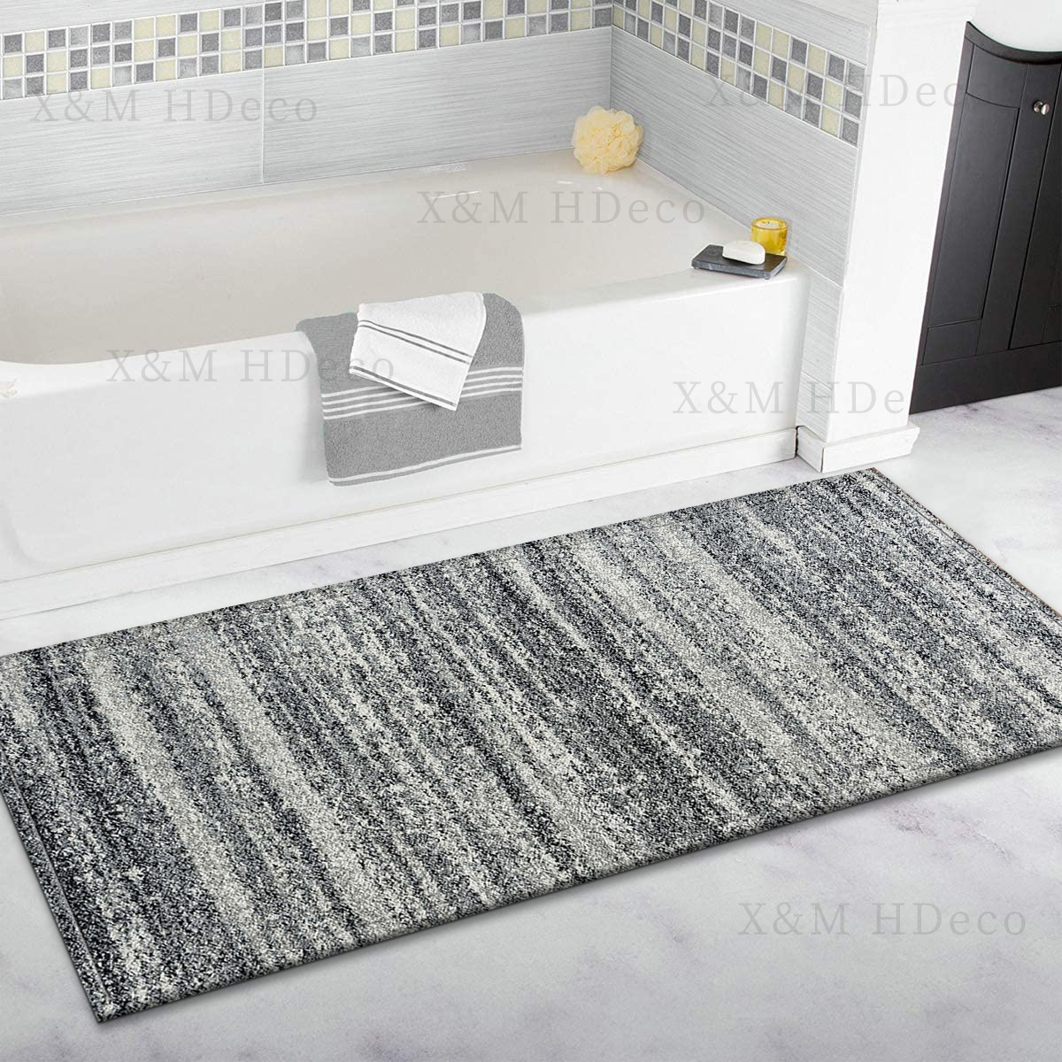 Contemporary Transitional Gray Runner Rug Non Skid Washable - Temu