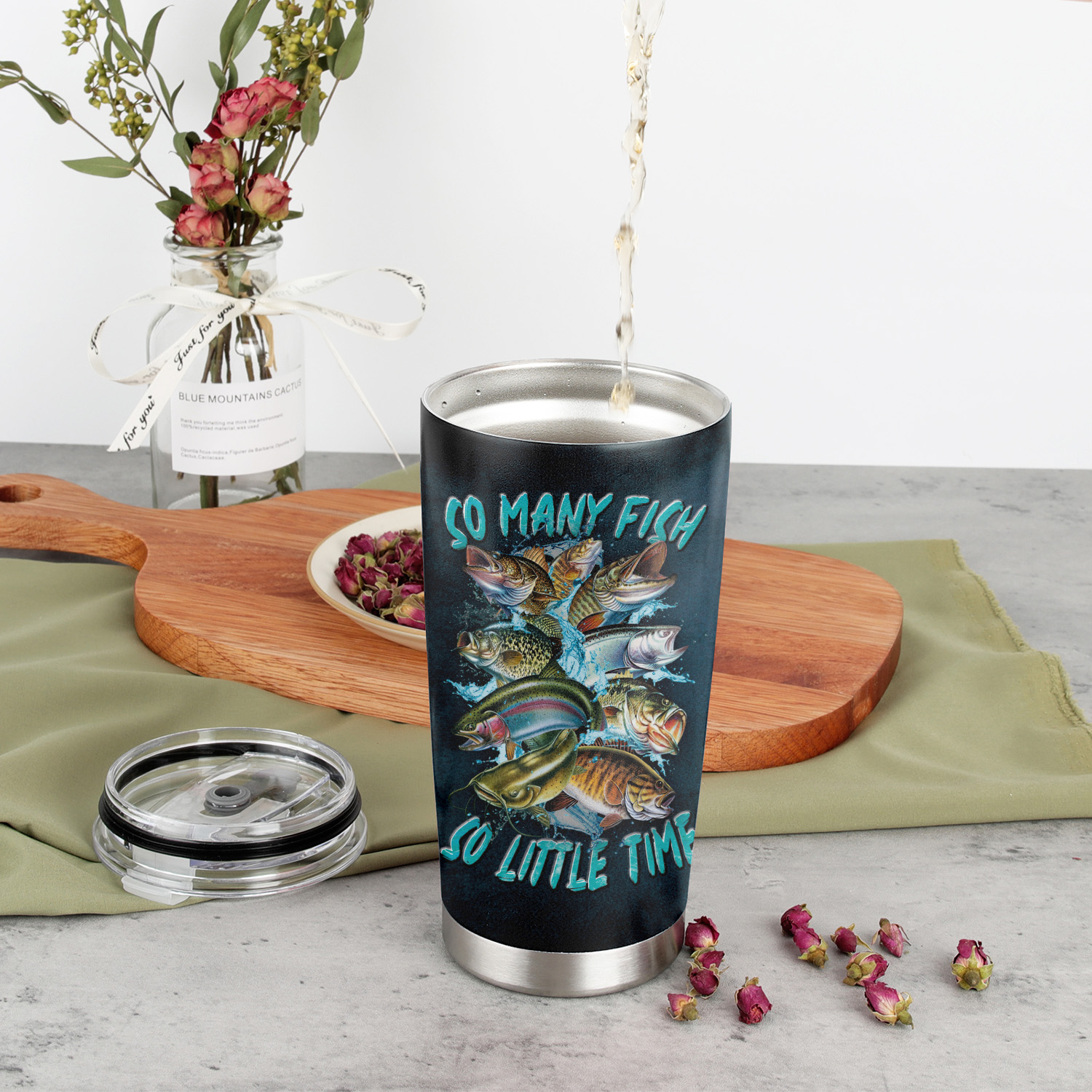 Fishing Gifts Happiness is a Big Fish Birthday Christmas Gift Idea for Men  Women 20oz or 30oz Tumbler 