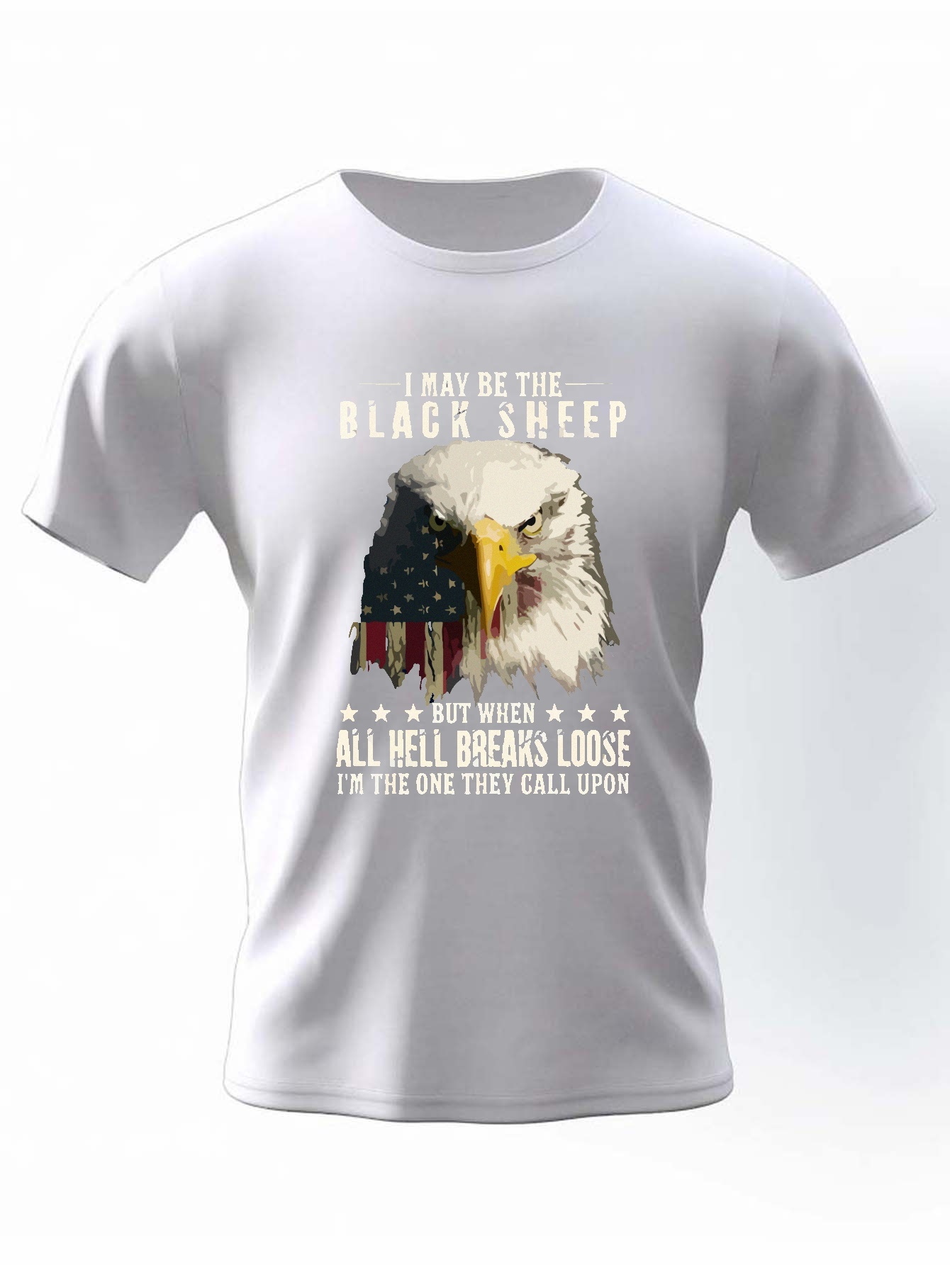 Bald Eagle & National Flag Plus Size Men's Casual Graphic Long