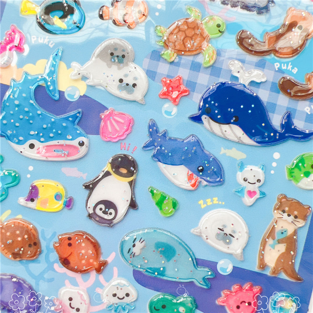 Random Design Kawaii Glittering 3d Sushi Sea Animals - Temu