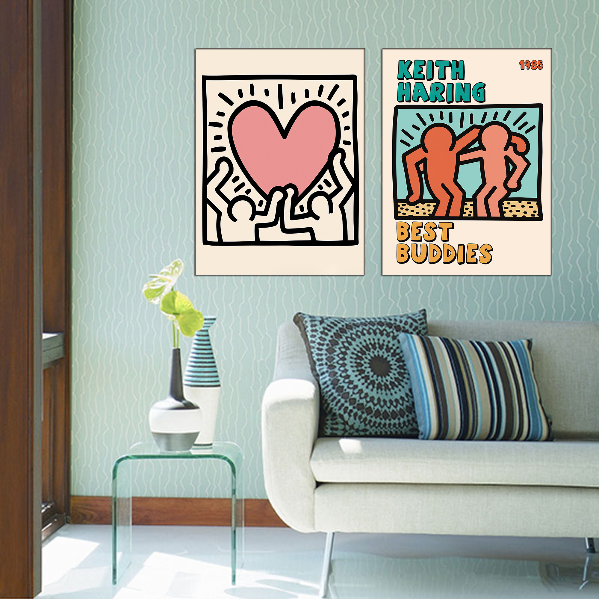 2pcs Humanoid Love Posters, Idea Creativa Poster, Arte De La Pared,  Decoración De La Pared, Arte De Lienzo, Pintura De Impresión De Arte  Abstracto, Ca