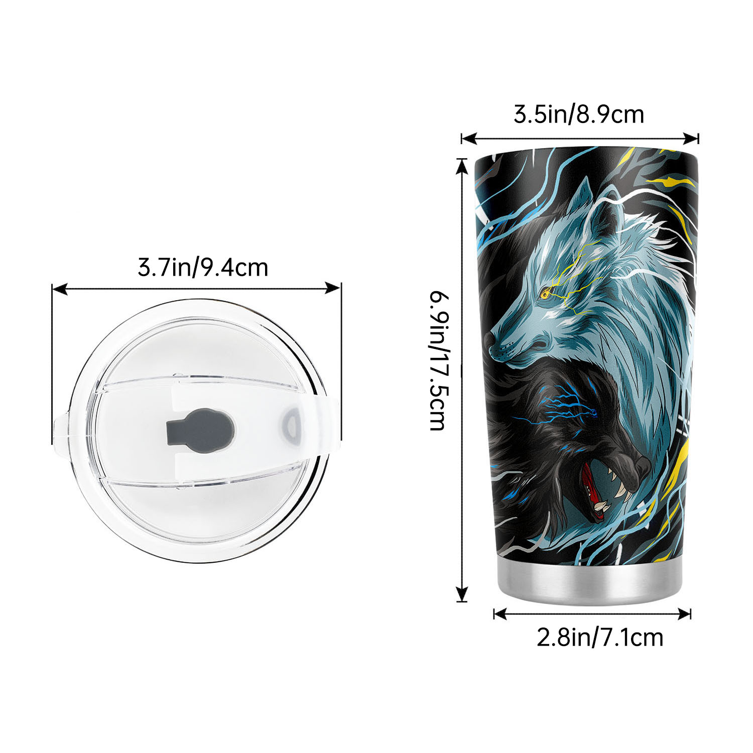 Stainless Steel Tumbler With Lid - Double Wall Insulated Travel Coffee Mug  For Coffee, Tea, And Water - Yin Yang Wolf Design - Keep Your Drinks Hot Or  Cold All Day Long - Temu