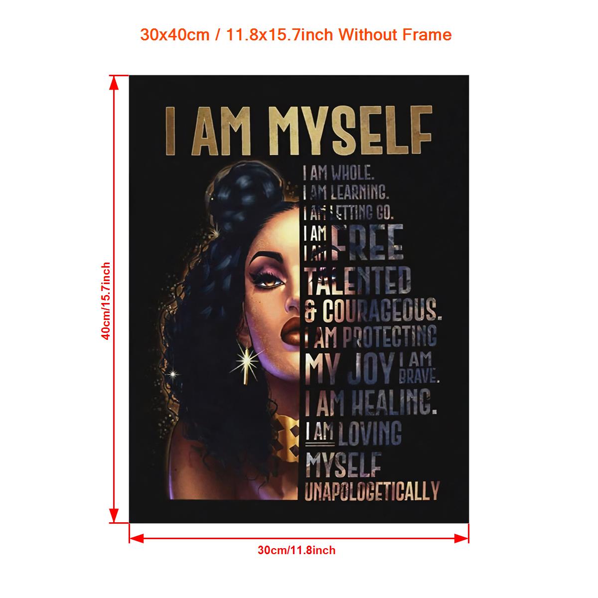 Retro Poster Canvas Painting Print Girl I Am Myself Prints Poster