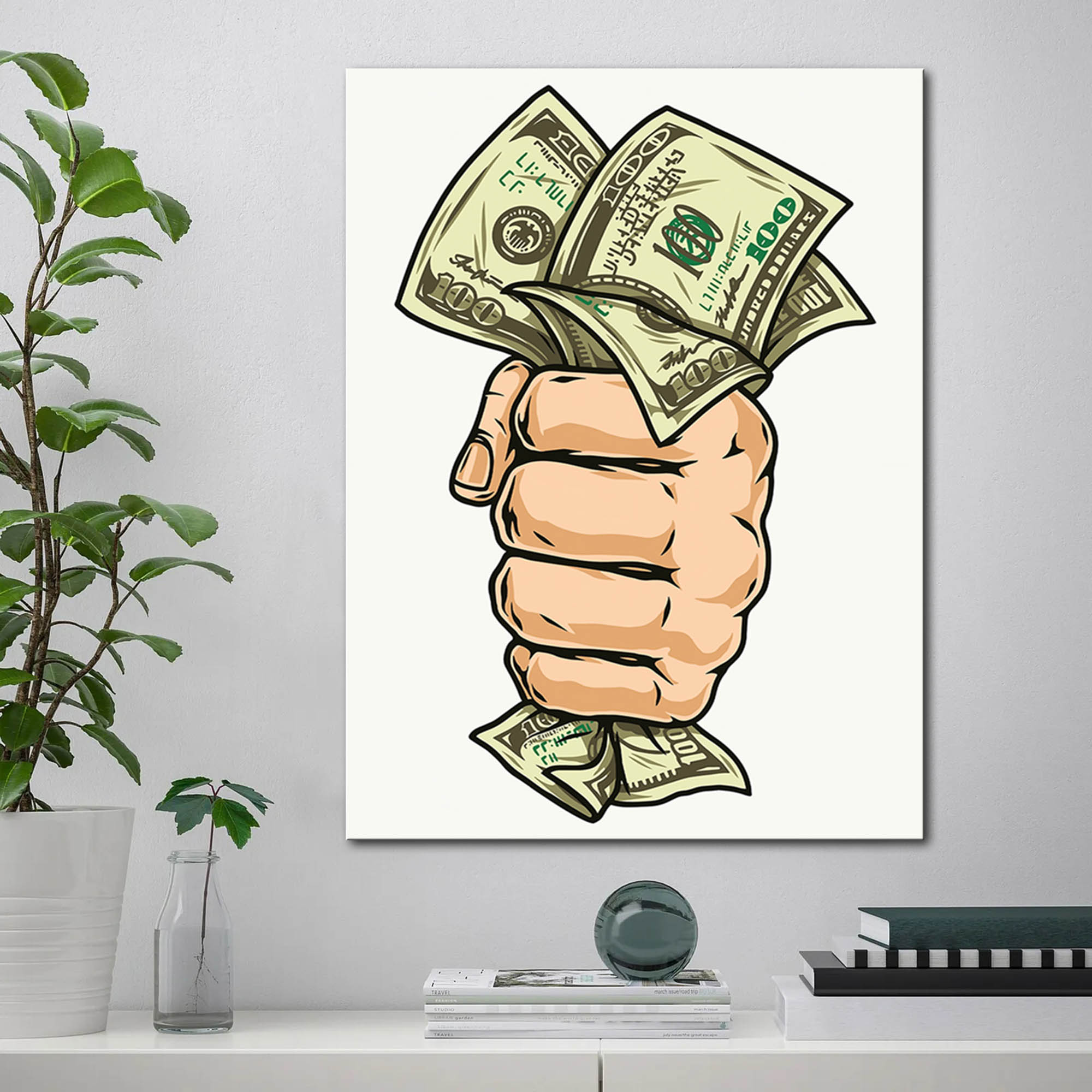 Creative Male Hand Holding Dollar Bills Wall Art Poster Perfect For  Living Room And Bedroom Decor No Framing Required Temu Japan