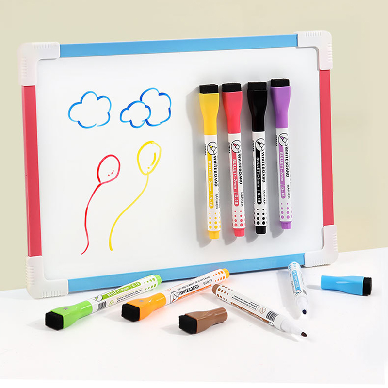 TSJ Office Dry Erase Markers - 8 Colors Fine Point Tip White Board Marker with Eraser, Low Odor Whiteboard Markers for Kids, Teachers