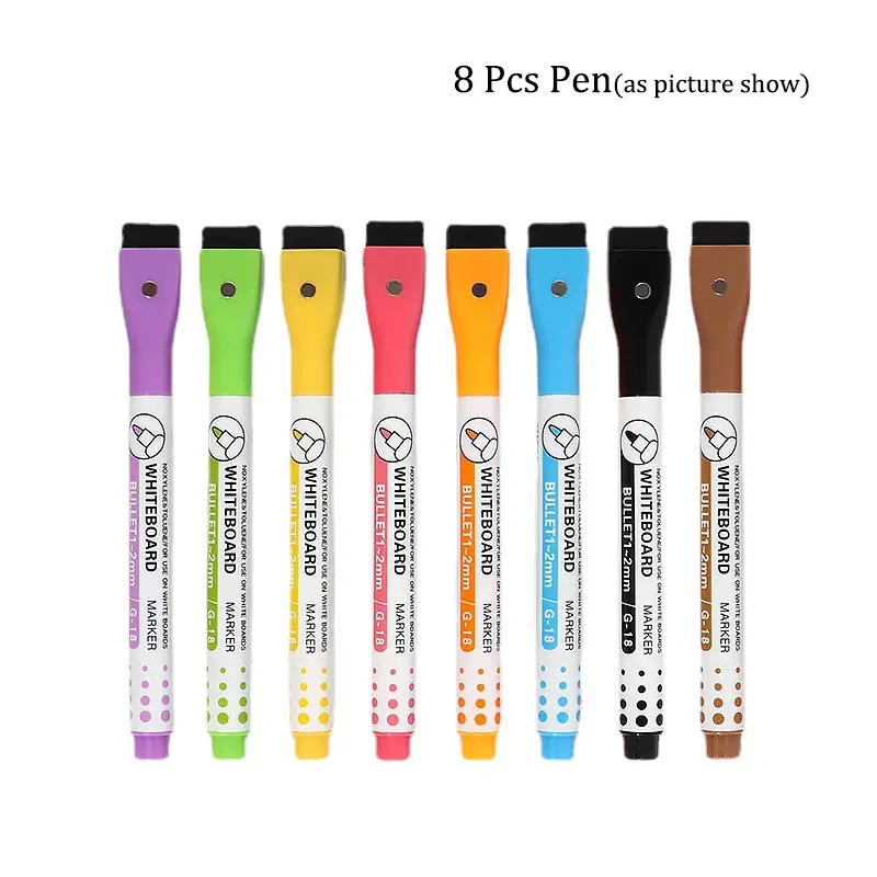 8 Colors Fine Point Tip White Board Marker With Eraser - Temu