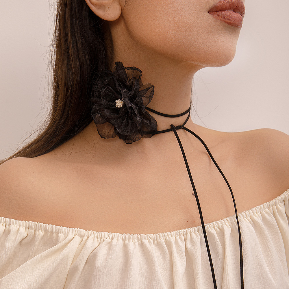 Ribbon Flower Choker Necklace