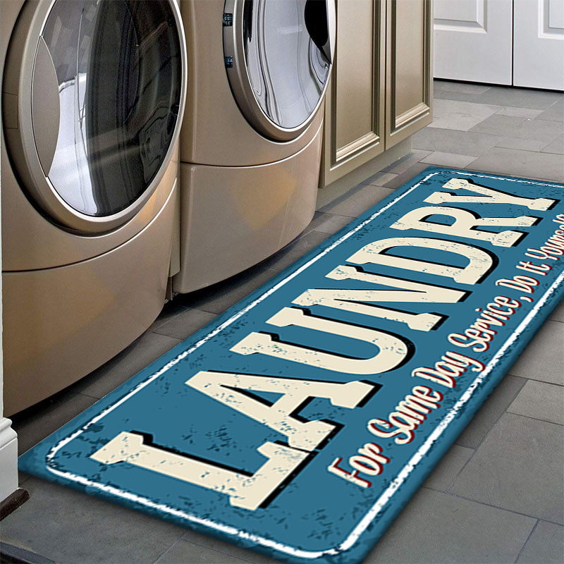 Laundry Room Rug Non-slip Flannel Floor Mat for Washroom Mudroom