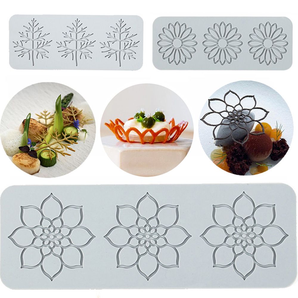 3D Hollow Leaf Fondant Lace Mold, Multi Leaves Flower Shapes Silicone Lace  Mould for Cake Decorating Molds Fondant Impression Mat for Chocolate Sugar