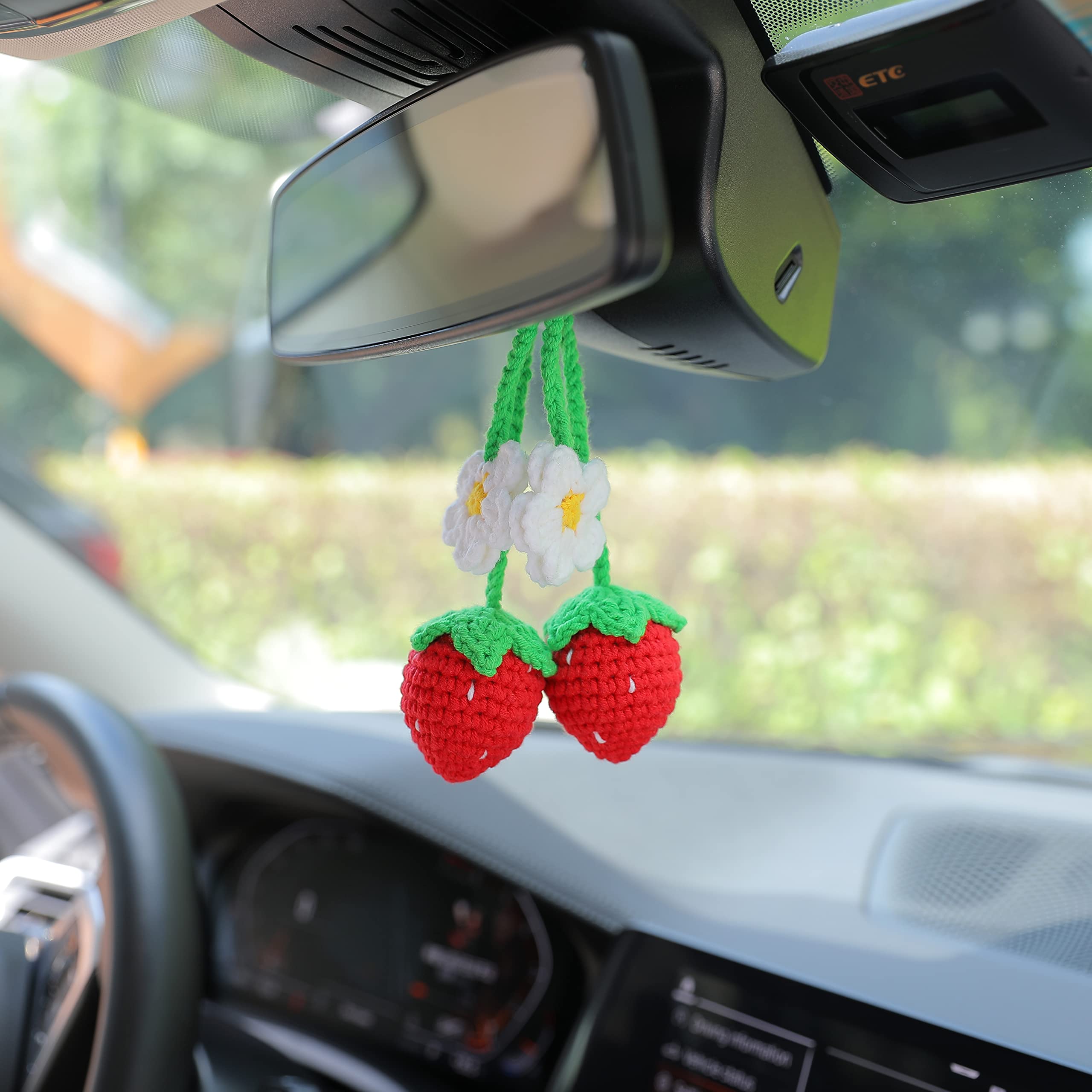 Obookey Handmade Green Dill Car Hanging Ornament for Car Rearview