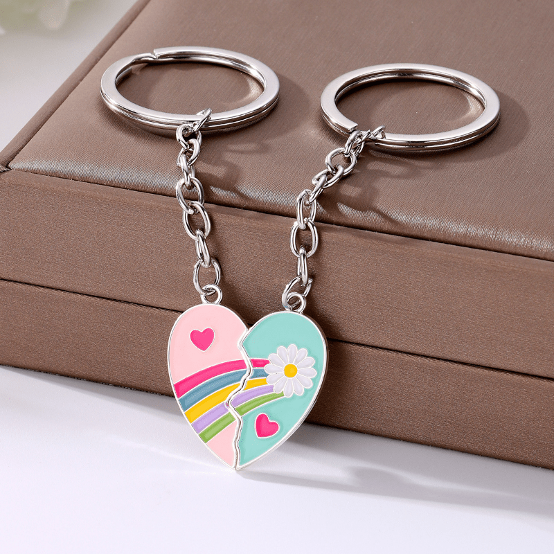 Heart Charm Keychain Magnetic Matching Key Ring Couple - Temu