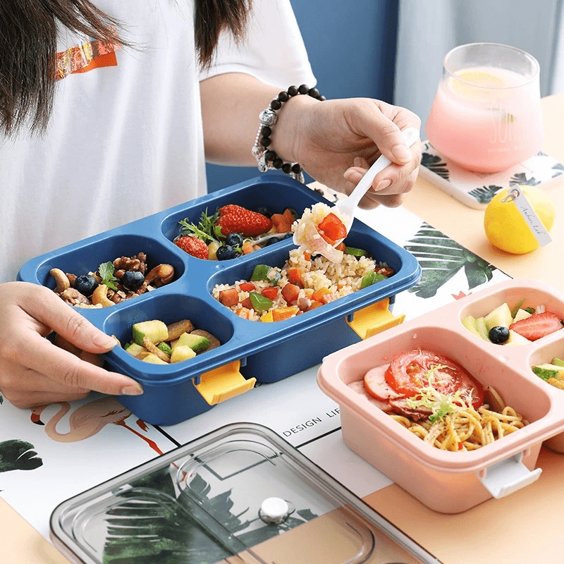 Portable Lunch Box With Spork And Dipping Bowl Perfect For - Temu