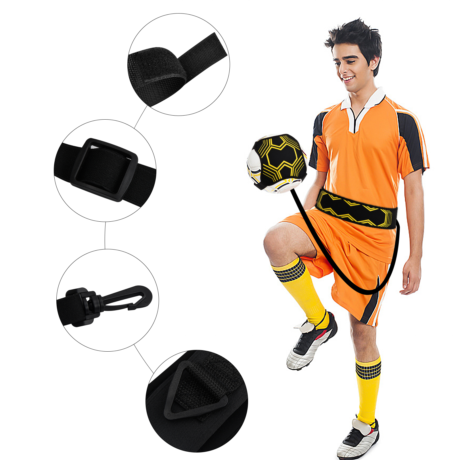 Patada de fútbol / lanzamiento en solitario Entrenador de práctica Control  de entrenamiento Ayuda de entrenamiento Cinturón ajustable para niños  Adultos