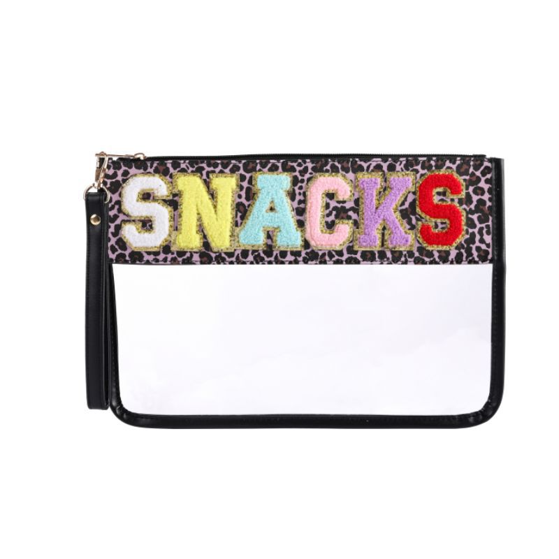 Large Capacity Snacks Bag Chenille Letter Decor Cosmetic Bag