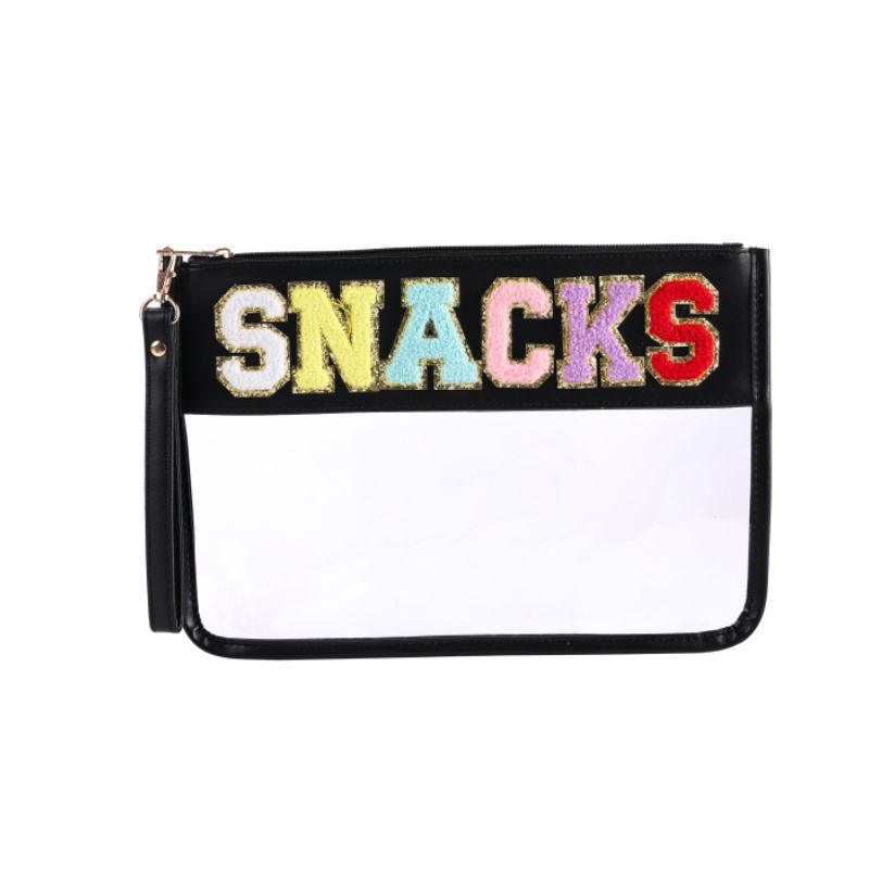 Large Capacity Snacks Bag Chenille Letter Decor Cosmetic Bag