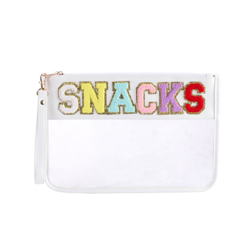 Large Capacity Snacks Bag Chenille Letter Decor Cosmetic Bag
