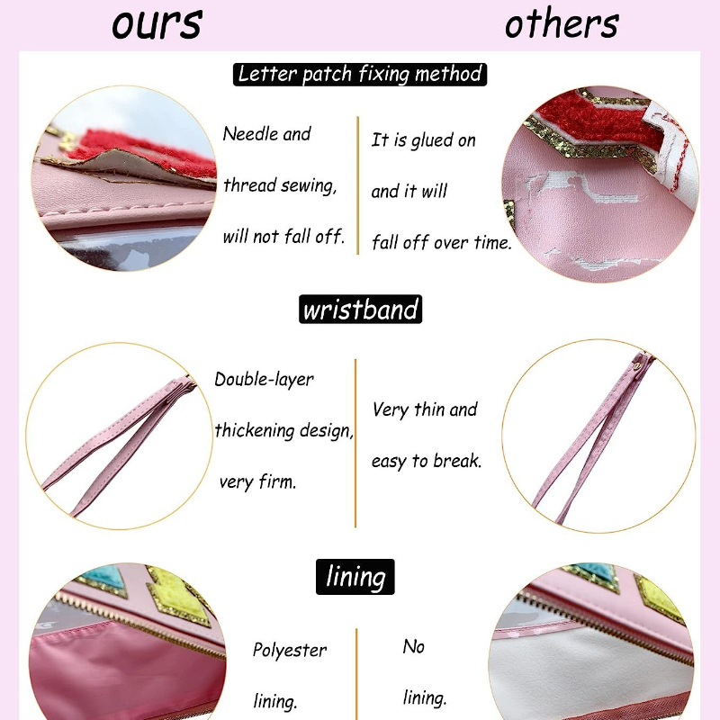 Large Capacity Snacks Bag Chenille Letter Decor Cosmetic Bag