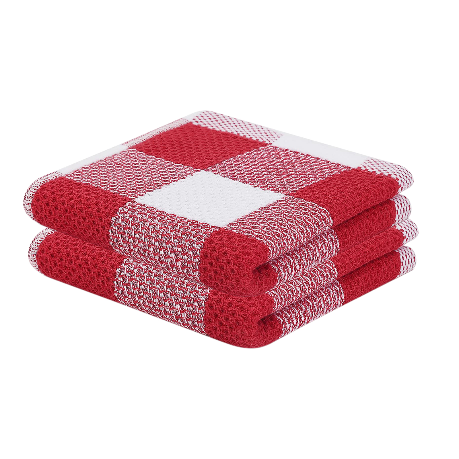 Waffle Weave Check Plaid Dish Cloths,, Super Soft And Absorbent
