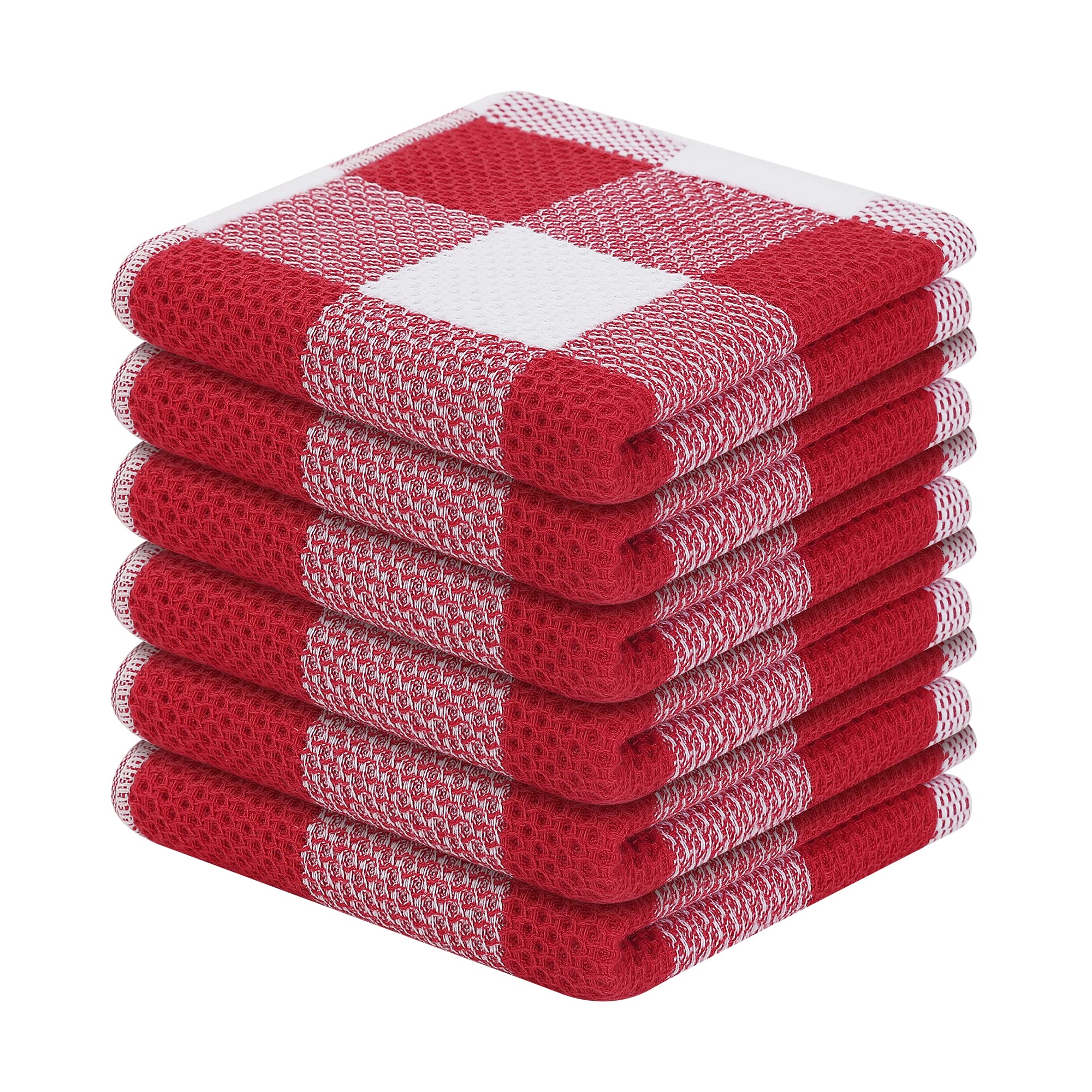 Cotton Kitchen Dish Cloths, Waffle Weave Ultra Soft Absorbent Dish